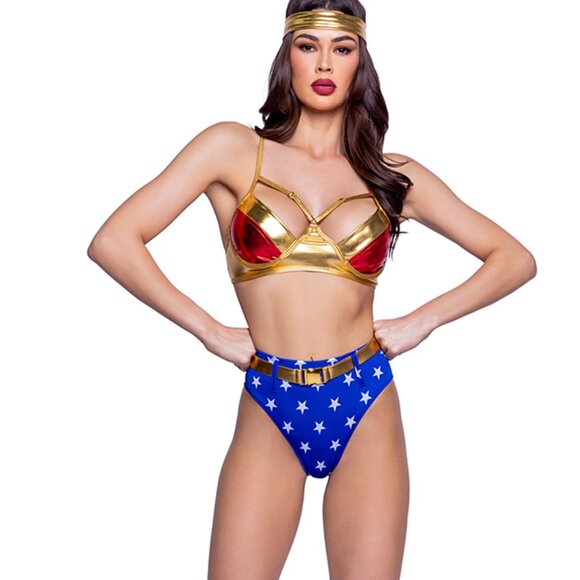 S Woman Power Wonder Women Costume 4-Pc - Picture 2 of 3